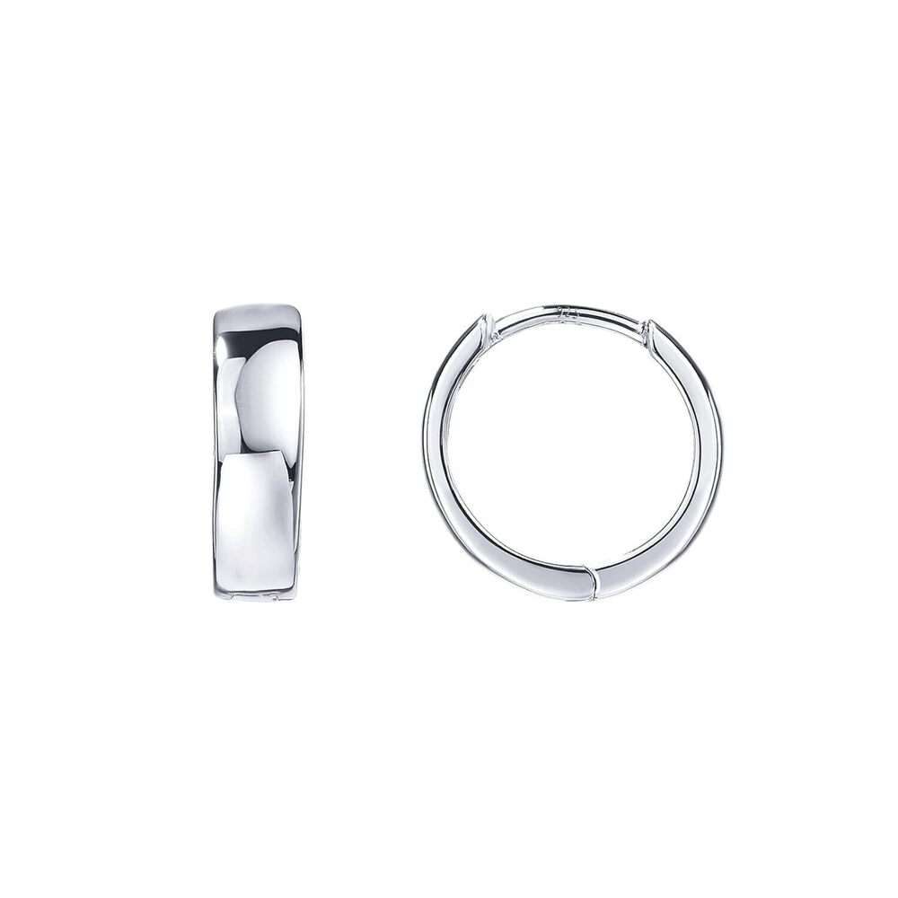 925 Sterling Silver Thick Small Huggie Earrings for Women, White Gold